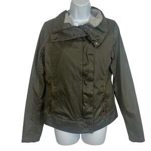 Burton‎ Durable Goods Olive Green Cotton Utility Jacket Asymmetrical Zip Small
